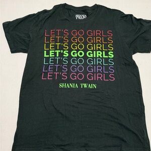 Shania Twain 'Let's Go Girls' Rainbow Text, Black T-shirt, men's Large #592